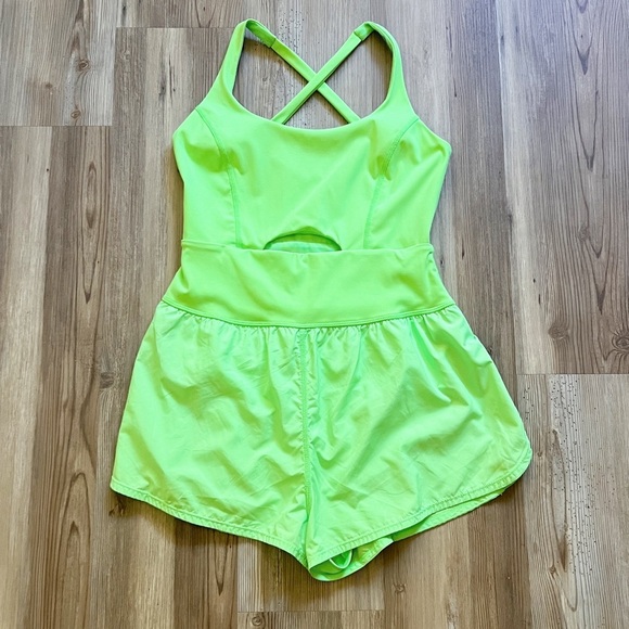 NWOT Free People FP Movement Righteous Runsie Lime Glow Green Neon - Picture 10 of 15